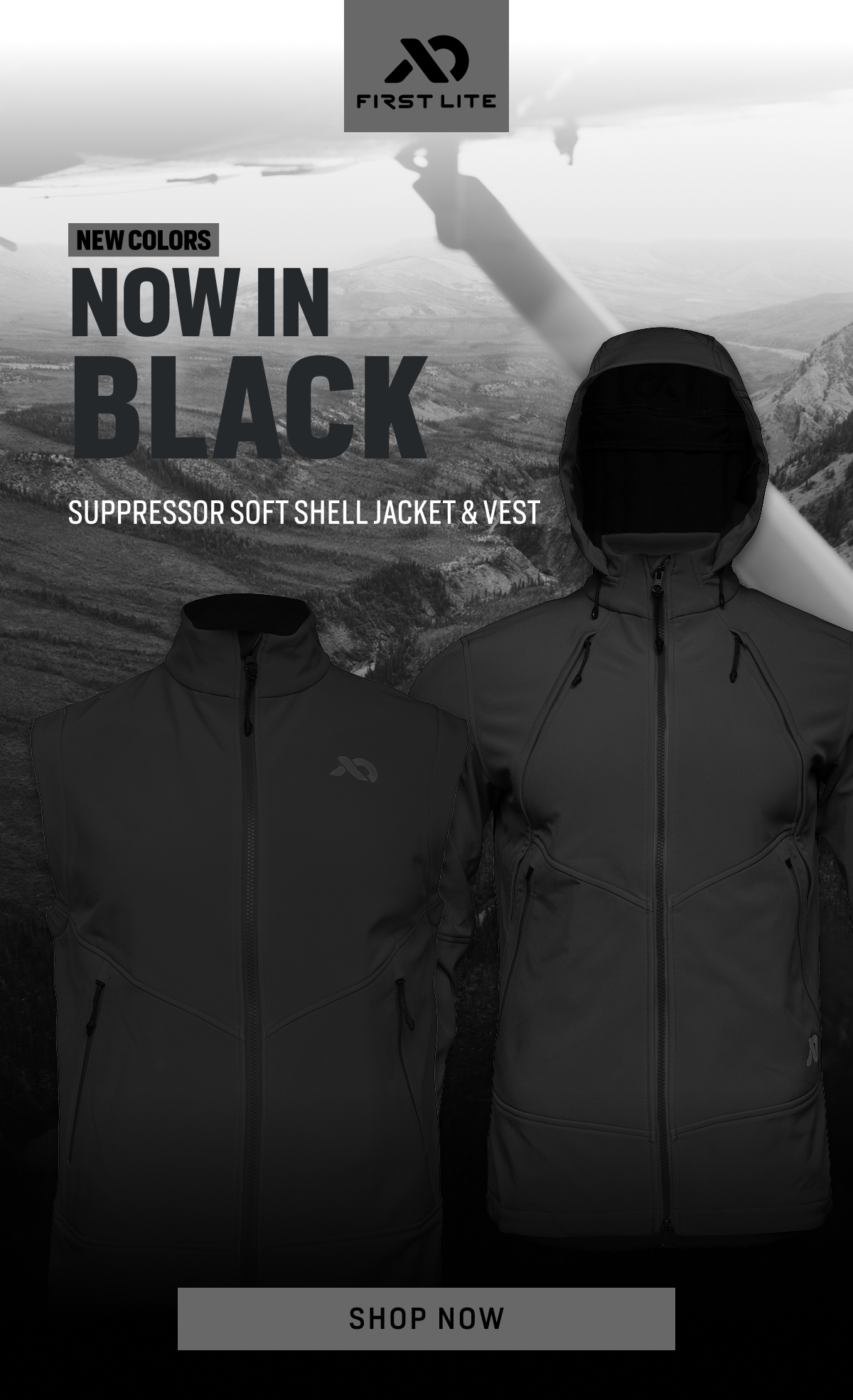 New Colors: Now in black, suppressor soft shell jacket and vest