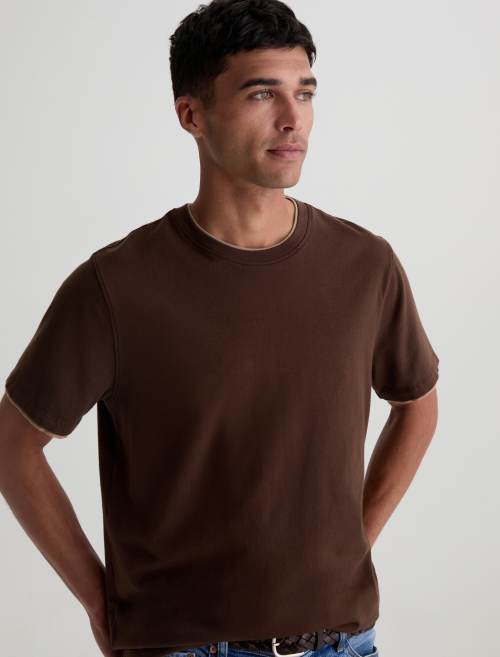 Como Double Layer Short Sleeve Crew in Oak Barrel/Dry Dust