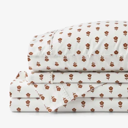 Image of Mini-Prints Garment Washed Cotton Percale Bed Sheet Set