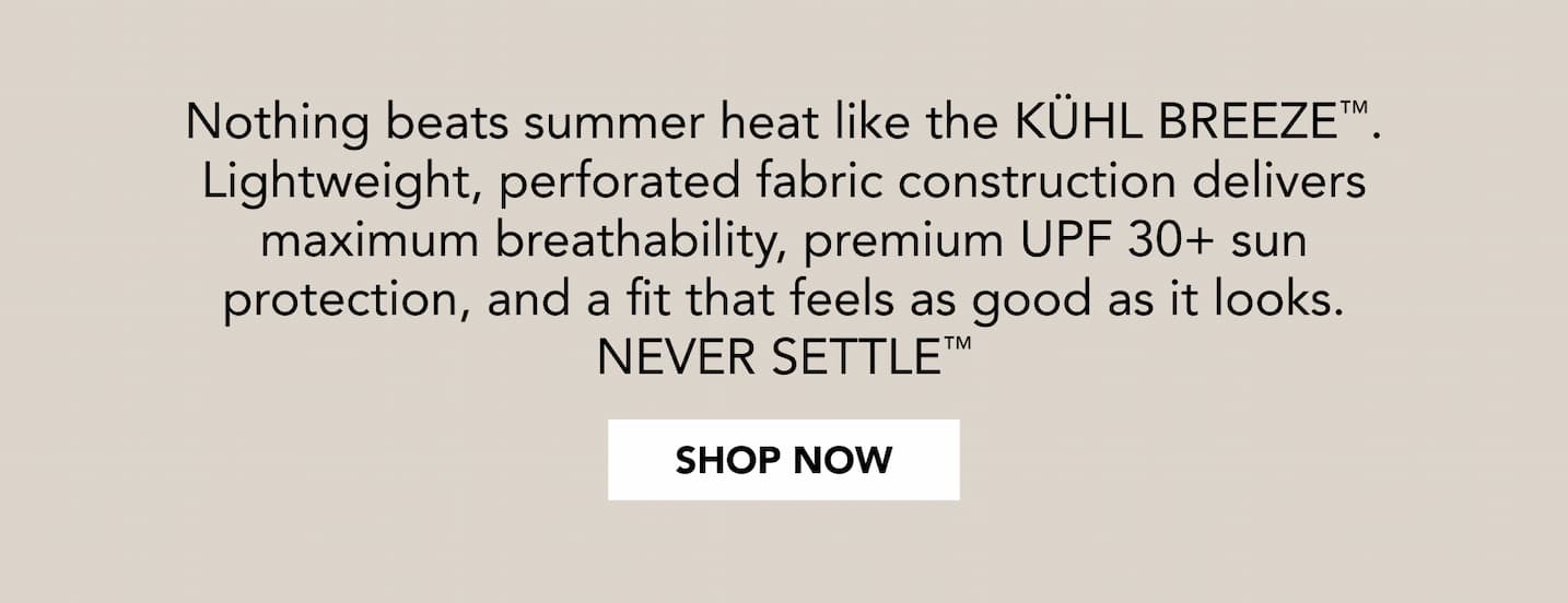 Nothing beats summer heat like the KUHL BREEZE. Lightweight, perforated fabric construction delivers maximum breathablity, 