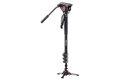 Manfrotto XPRO Video 4 Section Aluminium Monopod with Fluid Head and Base