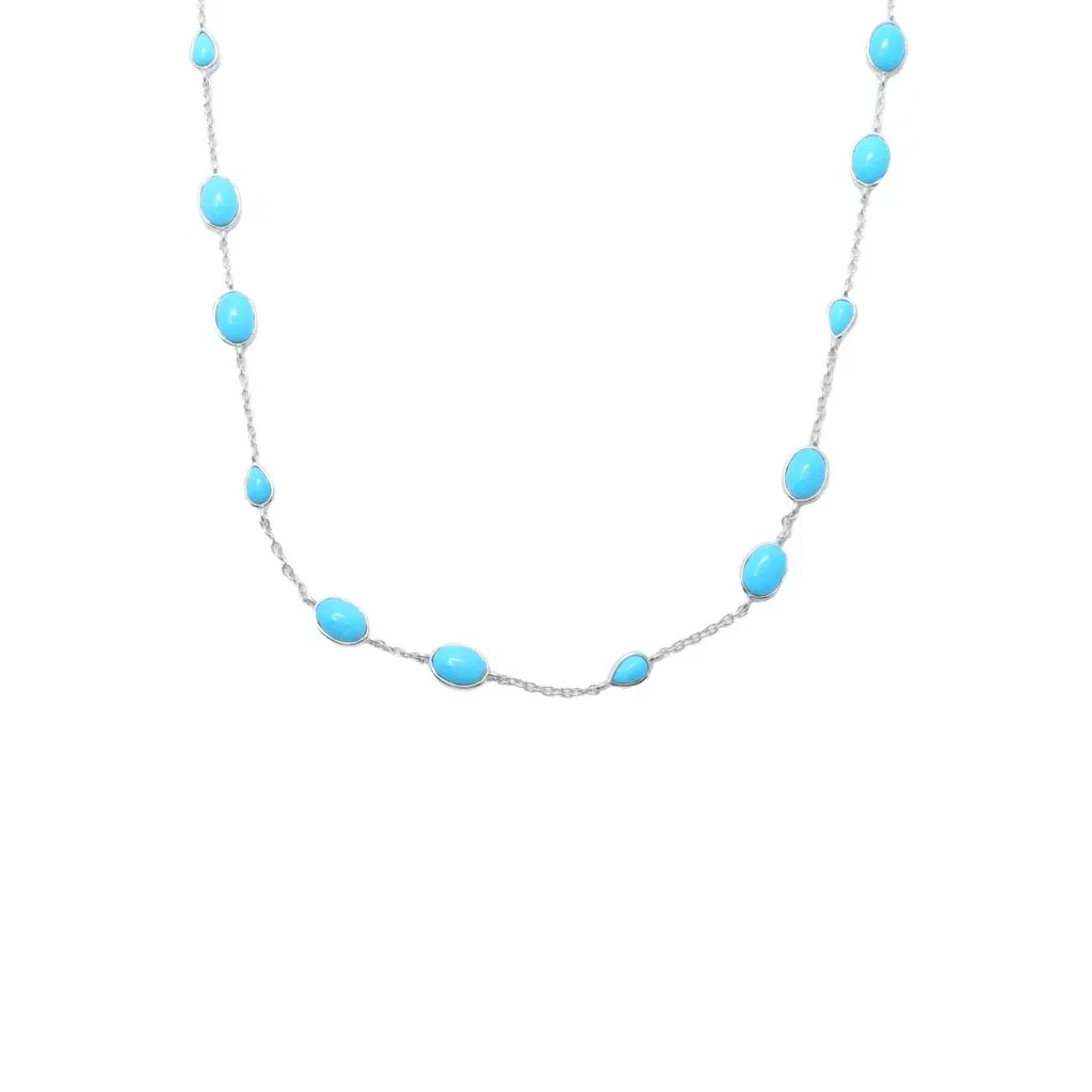 Image of Platinum Plated Oval & Pear Sleeping Beauty Turquoise Station 18