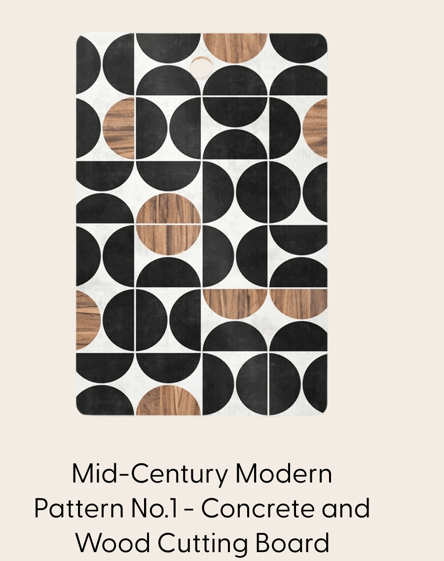 Mid-Century Modern Pattern No.1 - Concrete and Wood Cutting Board