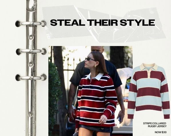 Blue Stripe Stripe Knit Long Sleeve Collared Rugby Jersey