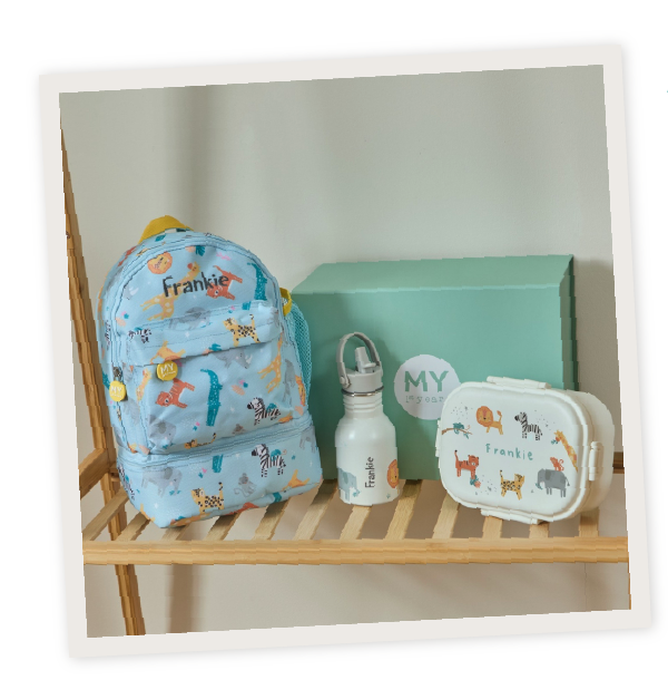 Personalised Safari Backpack, Bottle and Lunchbox Gift Set