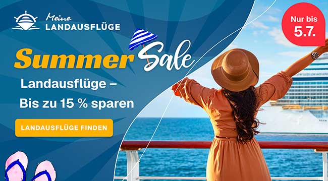 Summe Sale bei Meine Landausflüge: Jetzt bis 5.7.26 bis zu 15 % auf Landausflüge sparen.