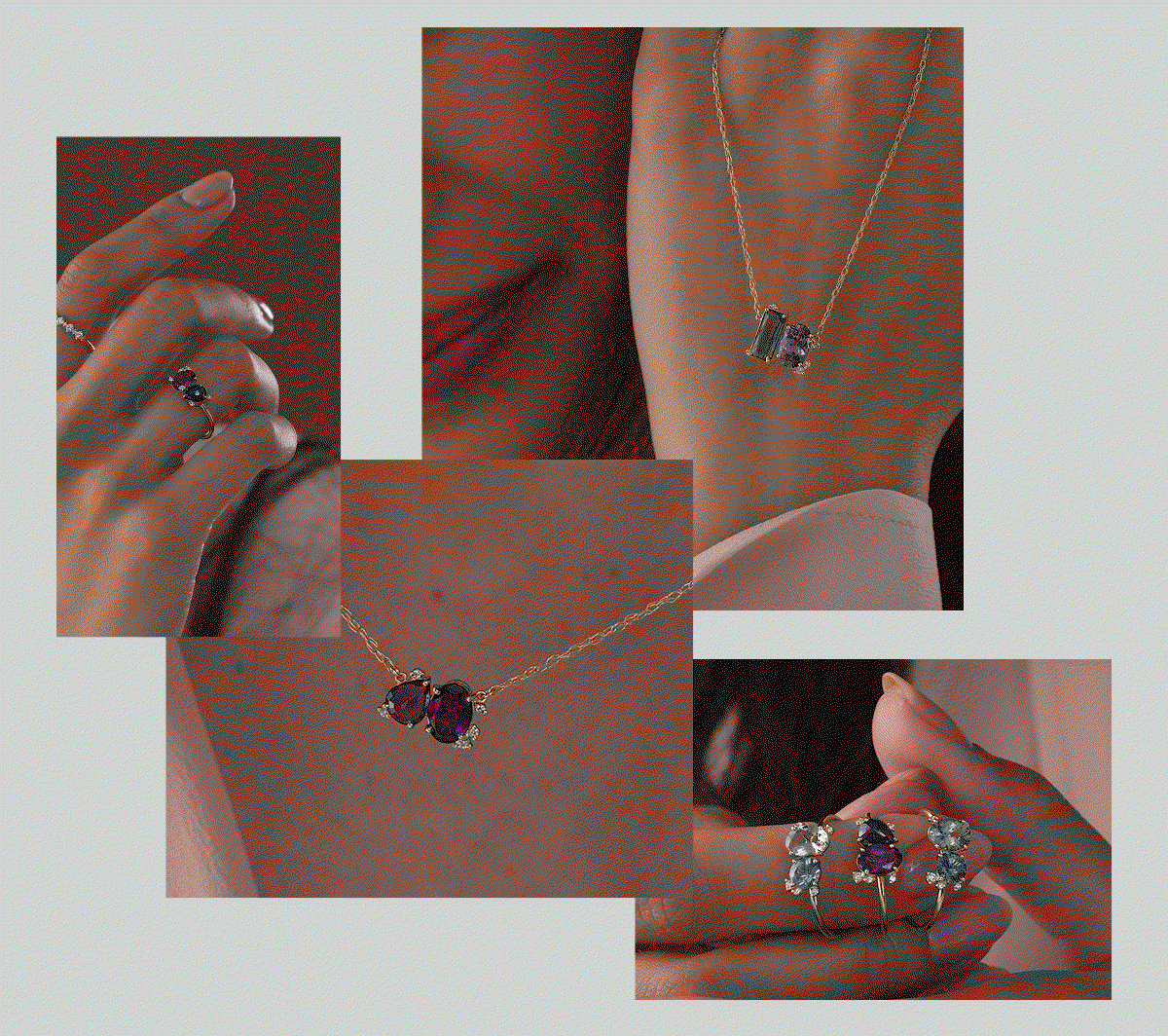 Overview of several pieces coming to the Bright Color Drop, shown worn by models.