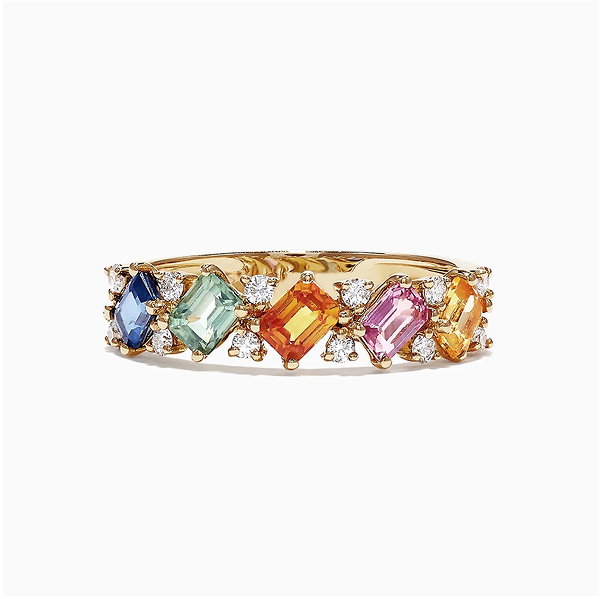 Watercolors 14K Yellow Gold Multi-Sapphire Diamond Ring, 1.52 TCW