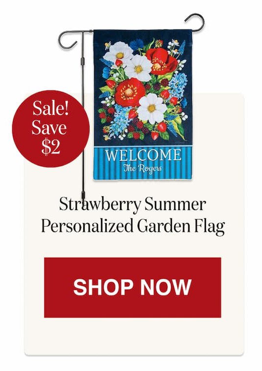 Strawberry Summer Personalized Garden Flag [Click here to Shop Now]
