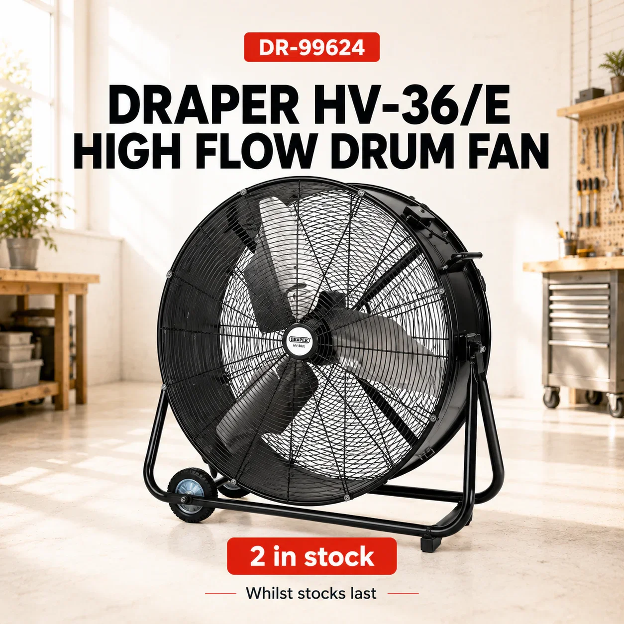 Draper HV-36-E High Flow Drum Fan 900mm 36 inch