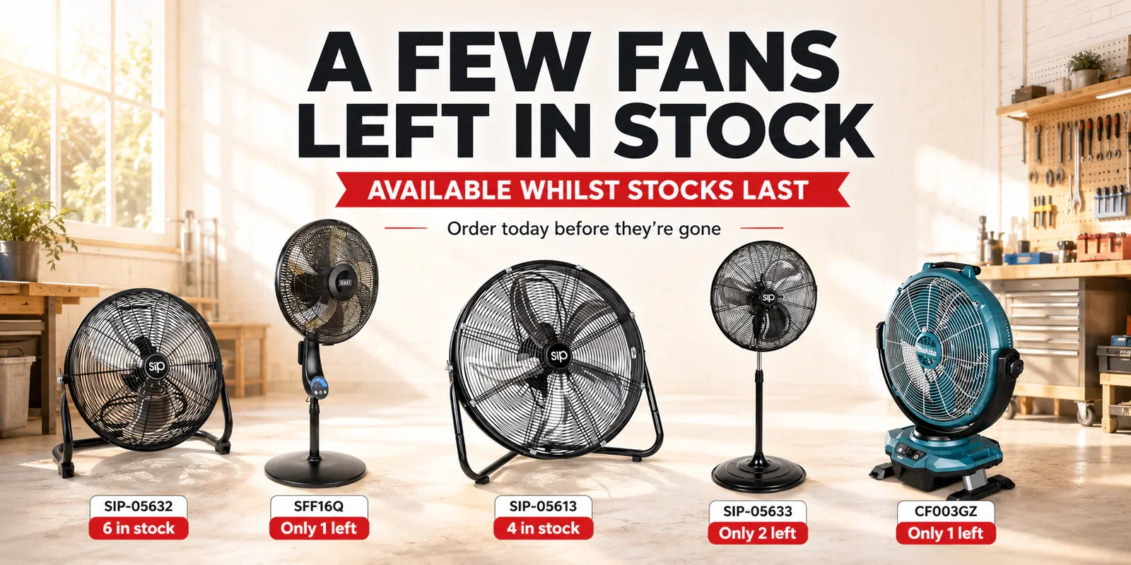 A few fans left in stock - available while stocks last