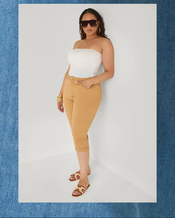 Cuffed Denim Capris