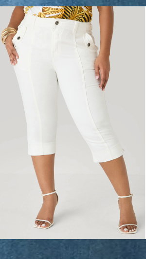 Flap Pocket Seamed Denim Capris