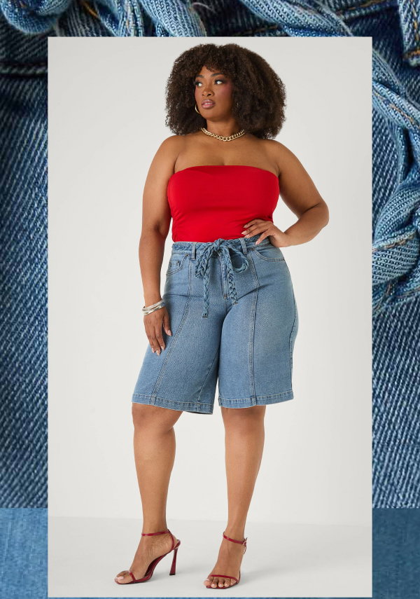 Braided Belt Bermuda Shorts