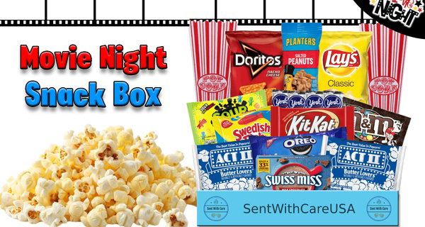 Movie Night Gift: Popcorn, Candy & Treats + Personalized