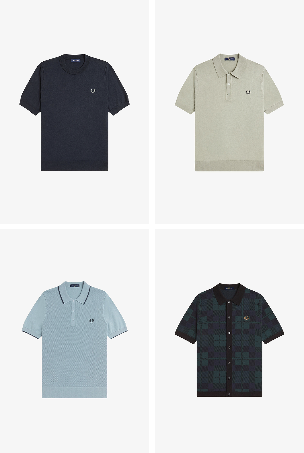 A selection of Fred Perry Knitted Shirts and T-Shirts in the sale