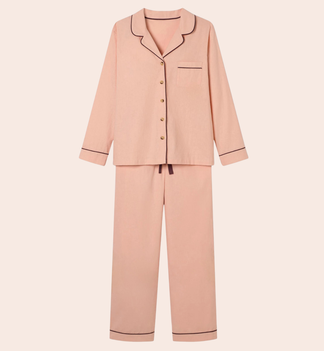 Rose Linen Blend Pajama Pants Set