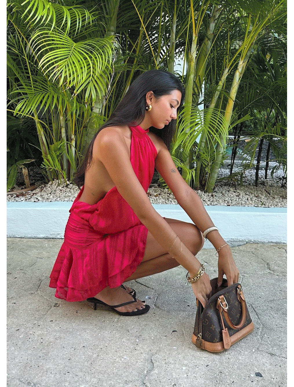Willow Chiffon Mini Dress — Red