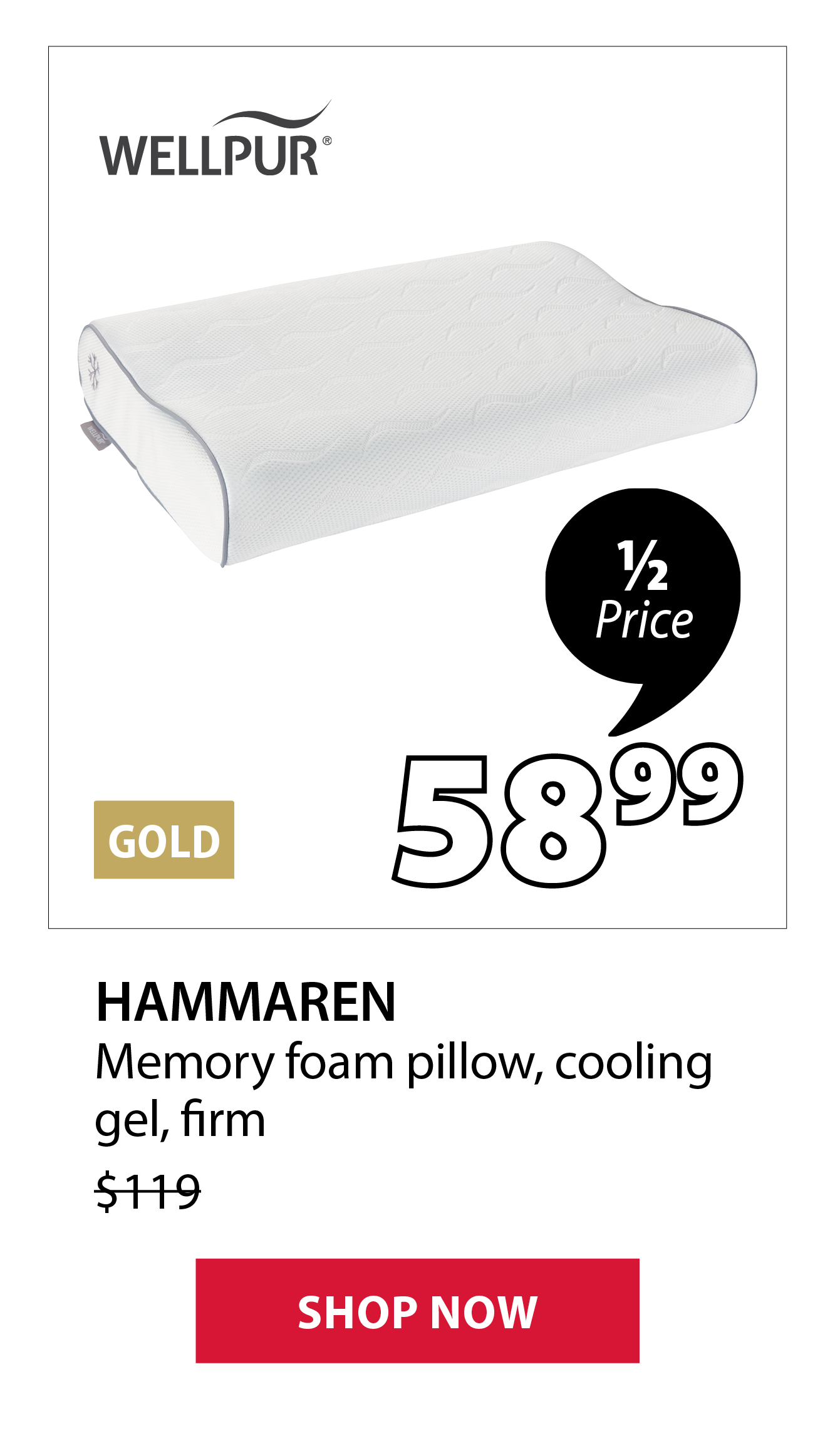 HAMMAREN Memory foam pillow | 1/2 Price