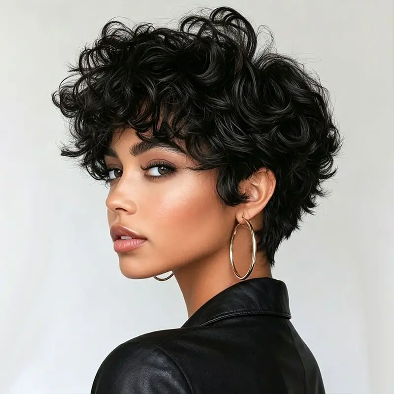 3 Seconds Wear Pixie Cut Wig Human Hair Glueless Short Curly Wig Pre Plucked for Black Women