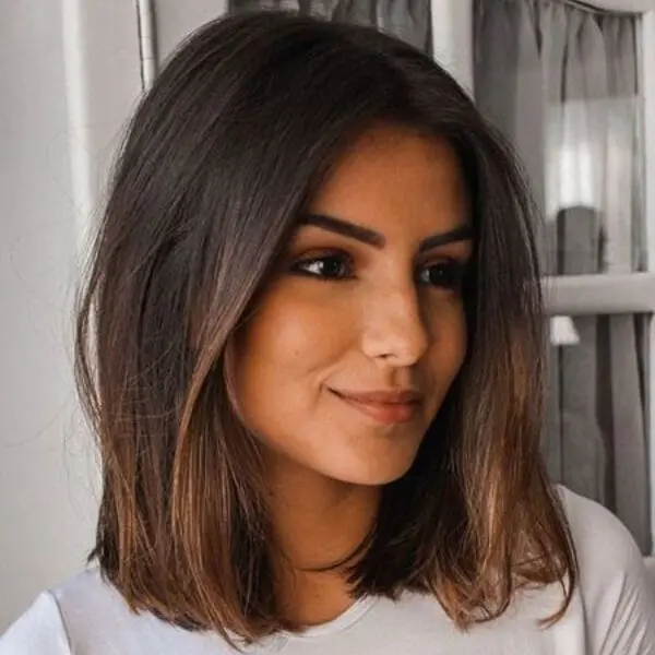Glueless Shoulder Length Brown Ombre Straight Bob Wig Lace Frontal Human Hair Wigs