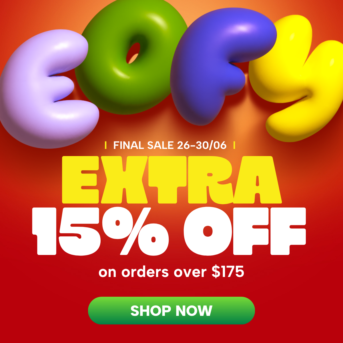 Extra 15% off orders over $175