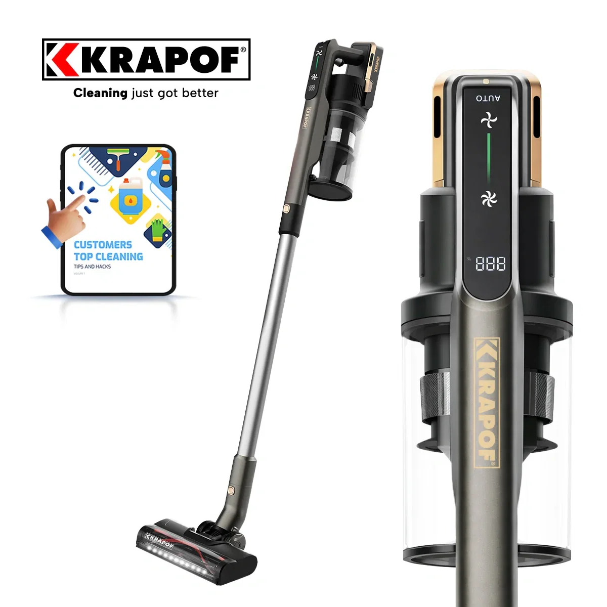 Image of KRAPOF® Power Vac S3 Cordless Stick Vacuum + Extra FREE Second Battery