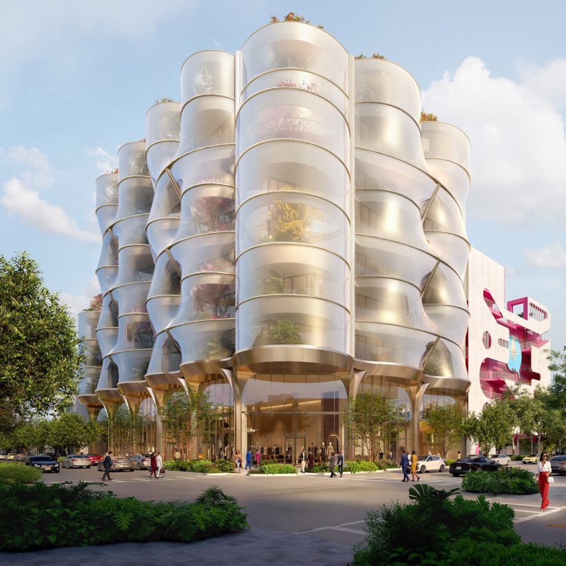 Snøhetta designs mesh-covered office building for Miami Design District
