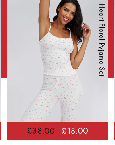 Heart floral ribbed long pyjama set