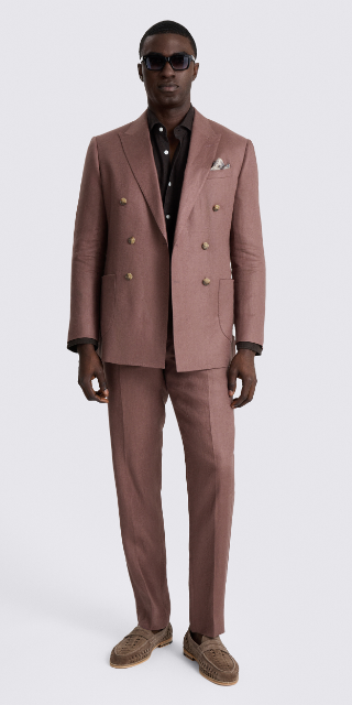 Slim Fit Mauve Twill Linen Suit