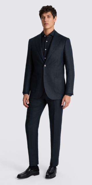 Tailored Fit Navy Twill Linen Suit