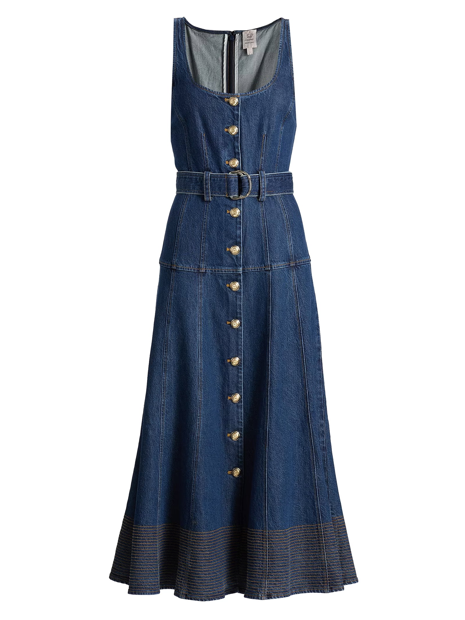 Cinq À Sept Kehlani Denim Belted Midi-Dress