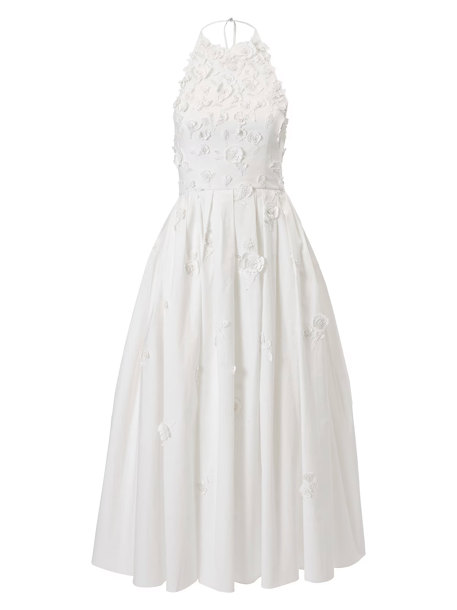 Carolina Herrera Floral Appliqué Halter Cocktail Dress