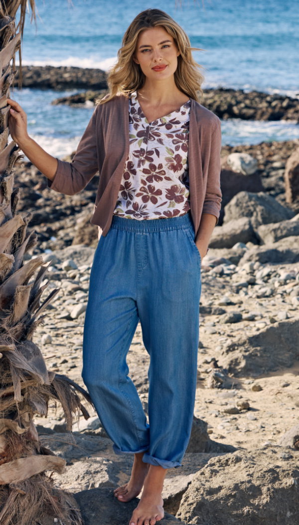 Leichte Schlupfhose im Denim-Look