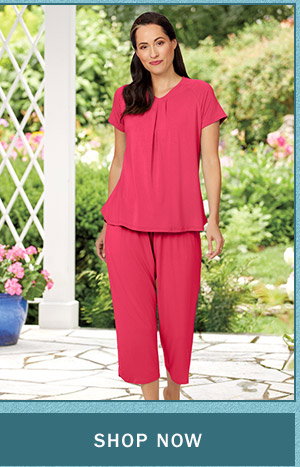 Shop Now. Ella Simone Bamboo Knit Short-Sleeve Capri Pajama Set