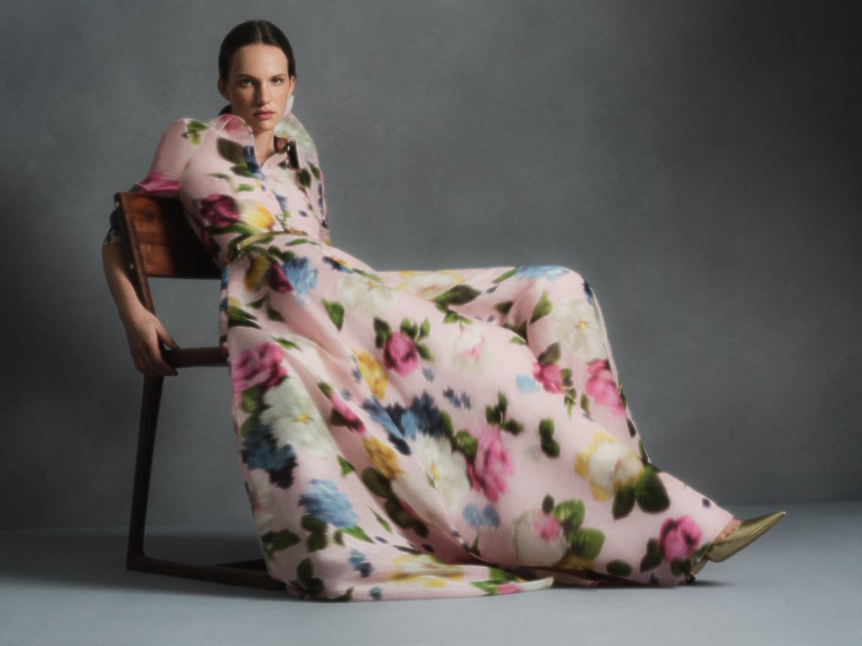 Floral Print Trench Gown