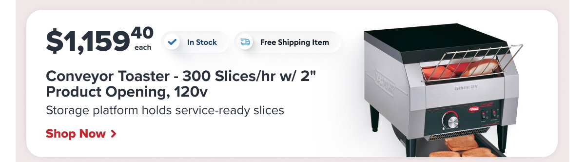 Hatco TQ-10-120-QS Conveyor Toaster - 300 Slices/hr w/ 2" Product Opening, 120v