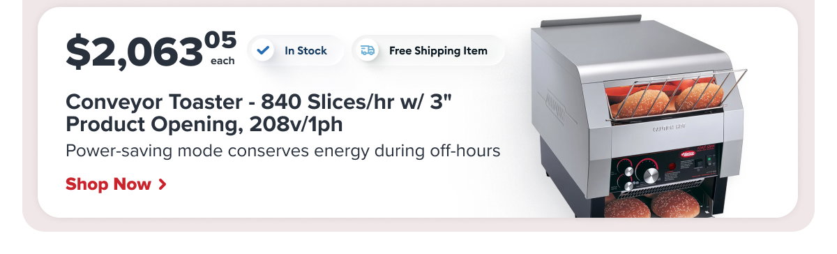 Hatco TQ-800H-208-QS Conveyor Toaster - 840 Slices/hr w/ 3" Product Opening, 208v/1ph