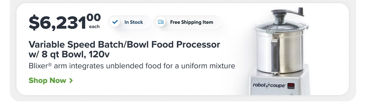 Robot Coupe BLIXER7VV Variable Speed Batch/Bowl Food Processor w/ 8 qt Bowl, 120v