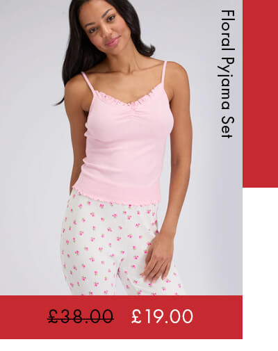 Floral ribbed cami and pant pyjama set