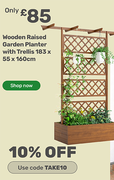 Outsunny Orange Wooden Raised Garden Bed Planter with Trellis 183 x 55 x 160cm. Only £85