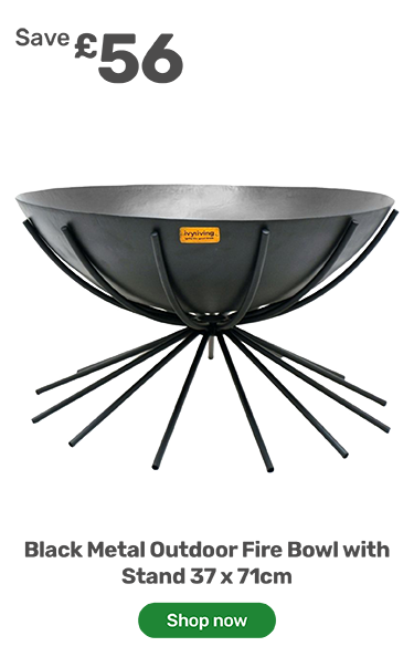 Ivyline Dakota Black Metal Outdoor Fire Bowl with Stand 37 x 71cm. Save £56