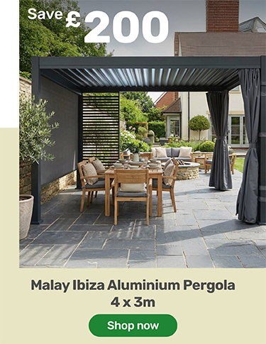 Malay Ibiza Aluminium Pergola 4 x 3m. Save £200