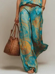 Image of Vacation Random Print Straight Pants
