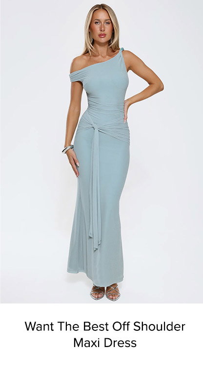 Want The Best Off Shoulder Maxi Dress Blue