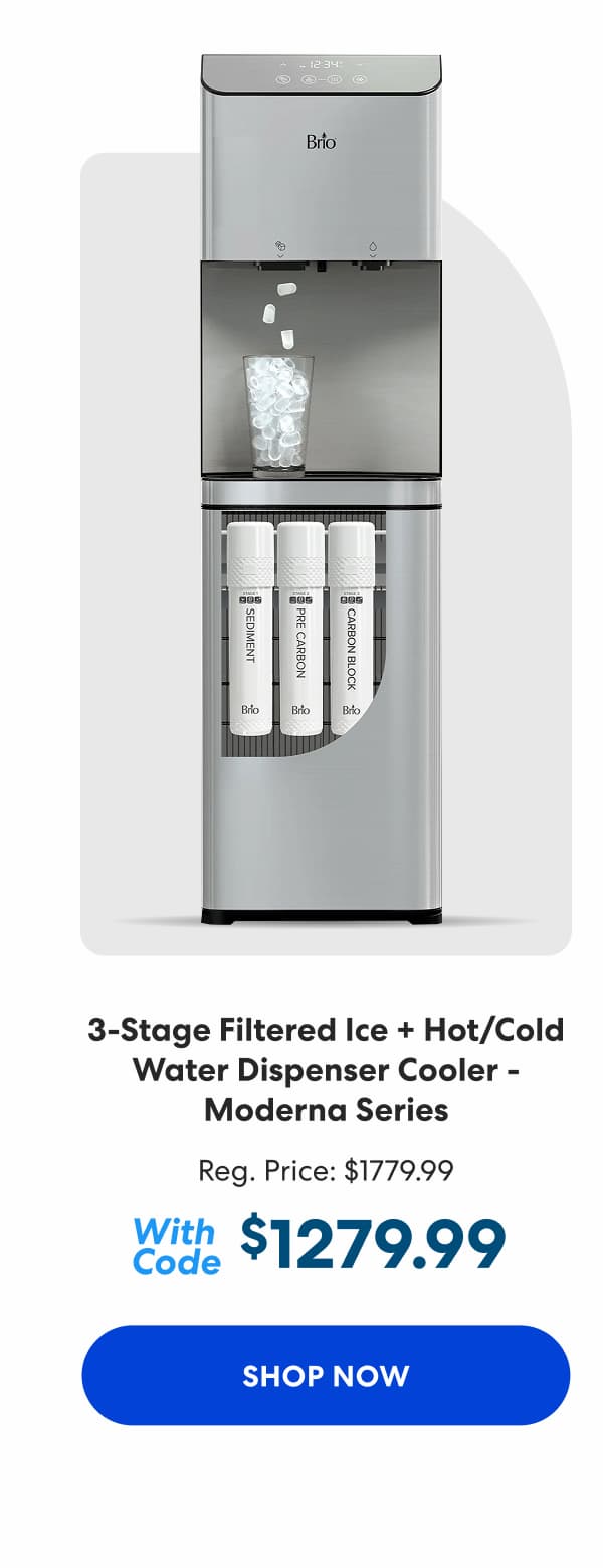 3-Stage Filtered Ice + Hot/Cold Water Dispenser Cooler - Moderna Series