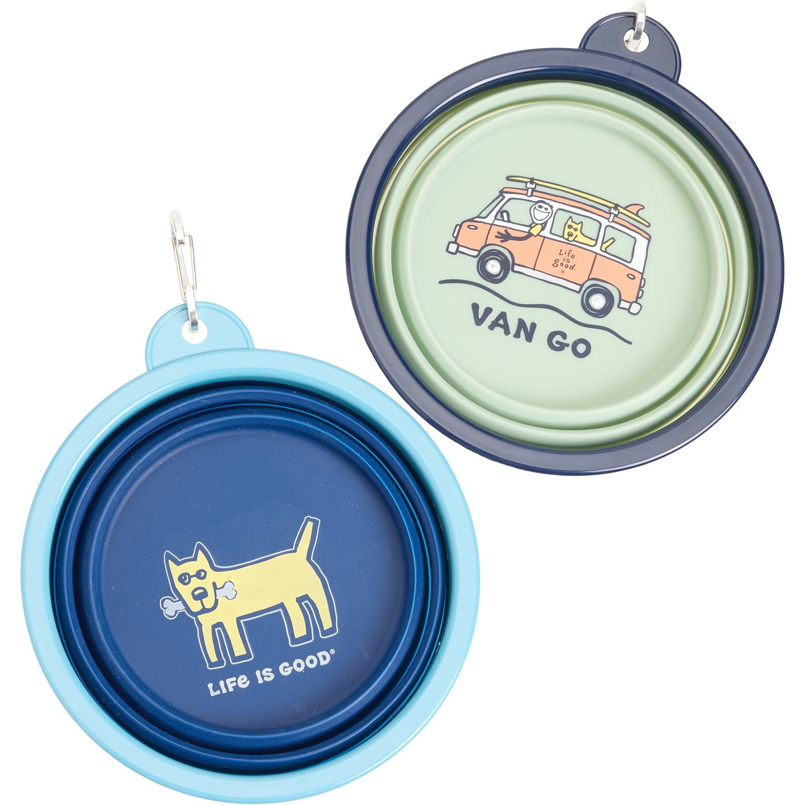 LIFE IS GOOD Collapsible Travel Pet Bowls | Rocket/Van | Silicone