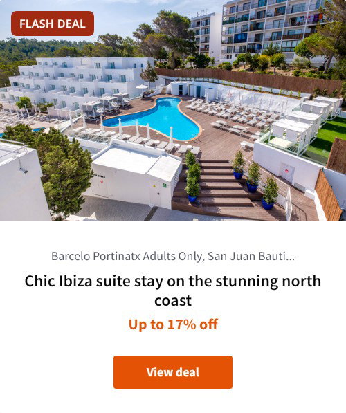 Chic Ibiza suite stay on the stunning north coast