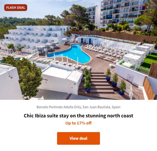 Chic Ibiza suite stay on the stunning north coast
