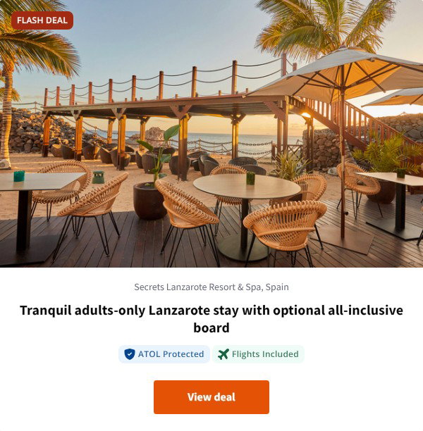 Tranquil adults-only Lanzarote stay with optional all-inclusive board